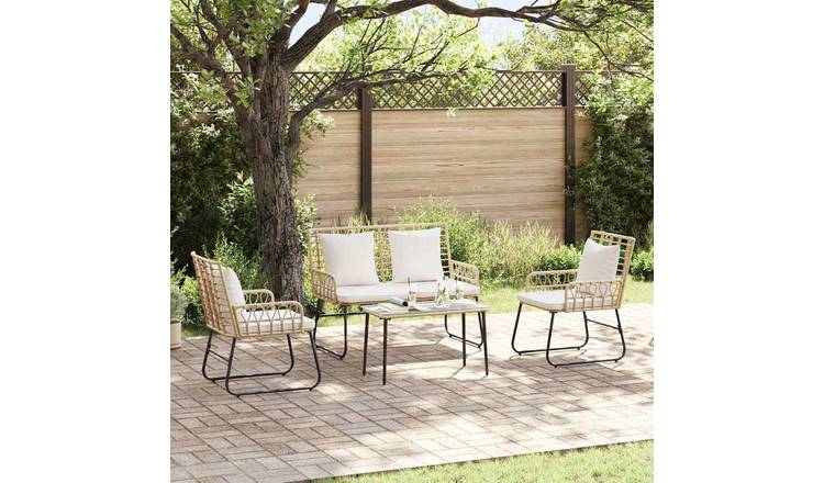 Walplus 3 Piece Garden Dining Set - Brown and Cream - 113 x 69 x 83 cm