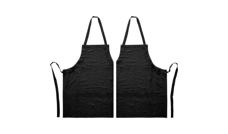 Nicola Spring Cotton Kitchen Bib Aprons - Black - Pack of 2