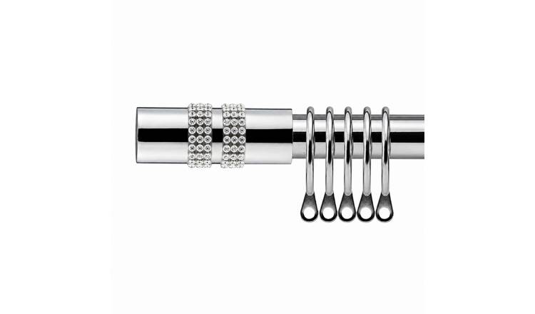 New Edge Blinds 16-19mm Chrome Sparkle Extendable Curtain Pole - 120cm - 210cm
