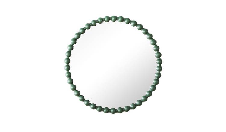 HomeGardenDirect Como Round Beaded Wall Mirror 90x90cm - Green