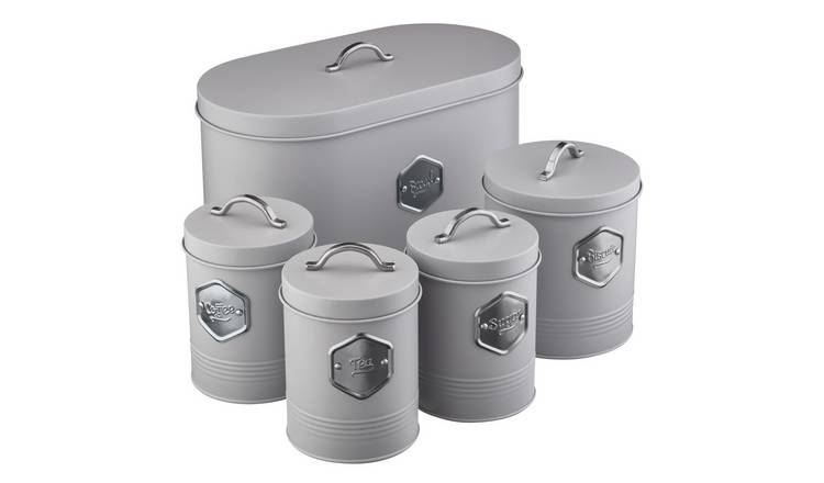 Cooks Professional 5 Piece Kitchen Cannister Storage Set - Grey/Silver