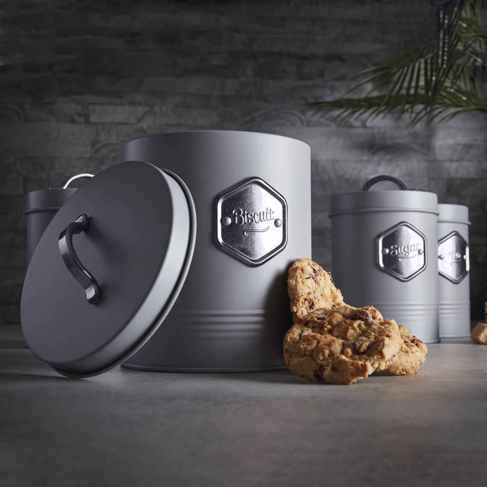 Cooks Professional 5 Piece Kitchen Cannister Storage Set - Grey/Silver - Image 3
