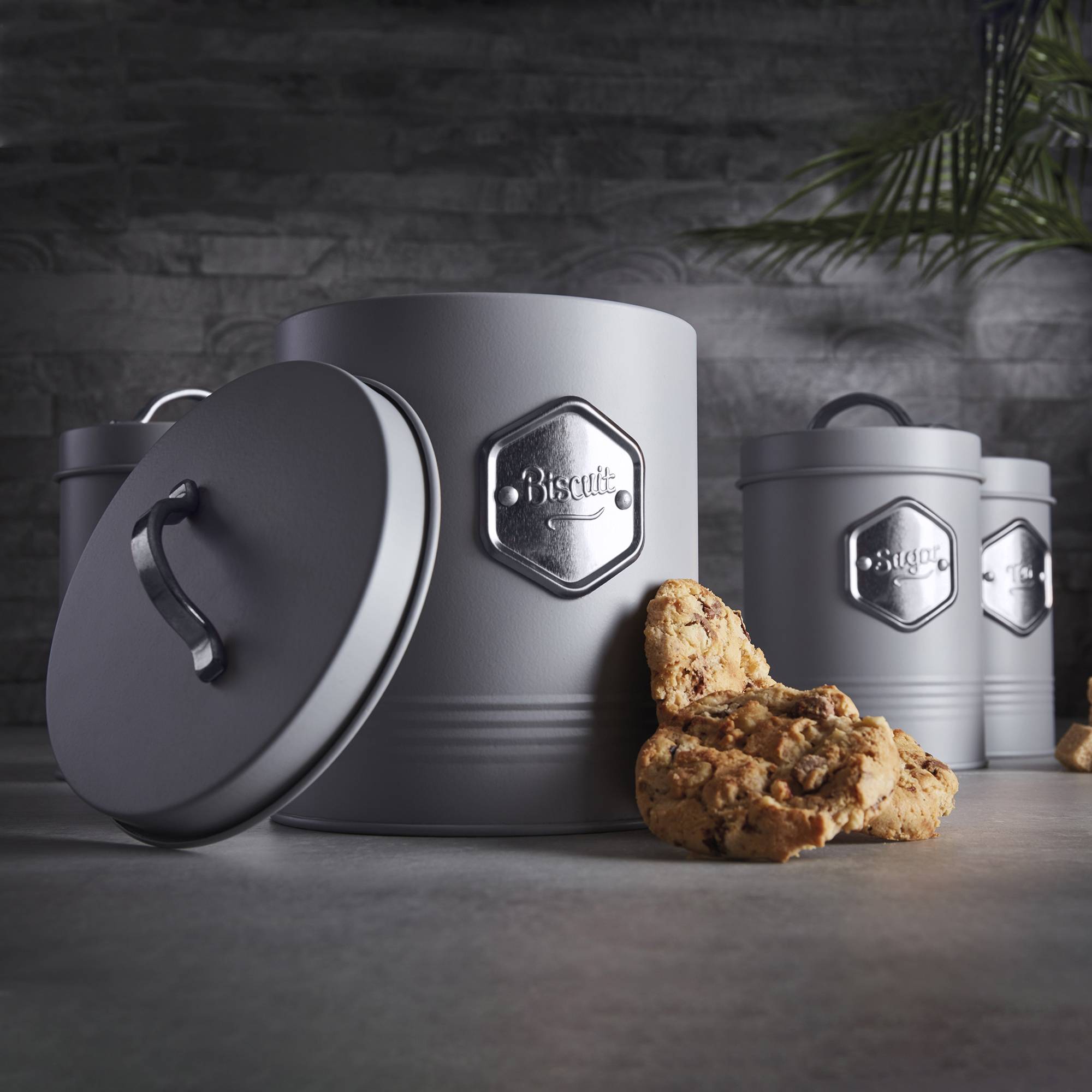 Cooks Professional 5 Piece Kitchen Cannister Storage Set - Grey/Silver - Image 3