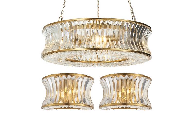 Loops Direct Glass 6-Light Pendant 2 Wall Lights - Warm Brass