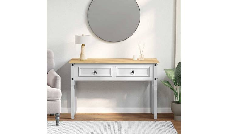 Walplus Solid Pine End Table - White - 115 x 46 x 73 cm