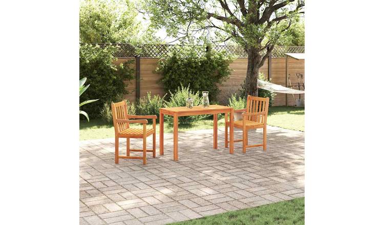 Walplus 3 Piece Solid Acacia Wood Garden Dining Set - Brown - 110 x 55 x 74 cm