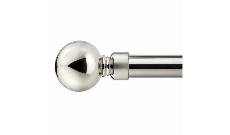 New Edge Blinds 16-19mm Silver Ball Eyelet Curtain Pole - 160cm - 300cm