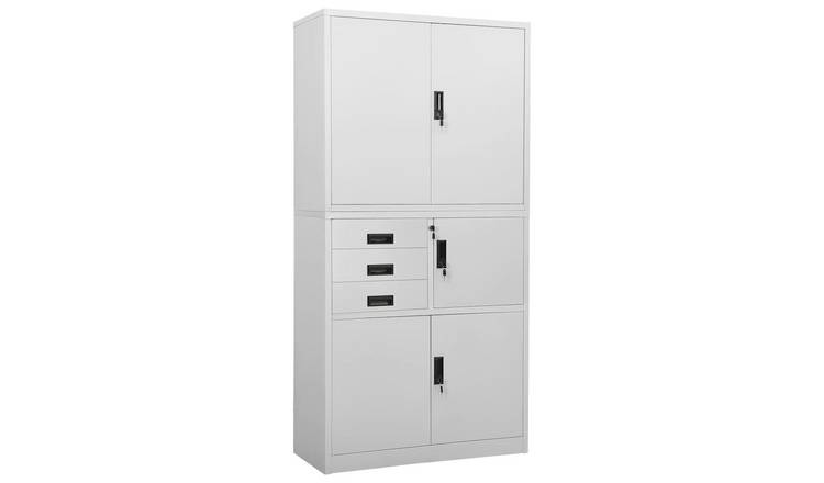 Walplus Steel 3 Drawer Cabinet - Light Grey - 90 x 40 x 180 cm