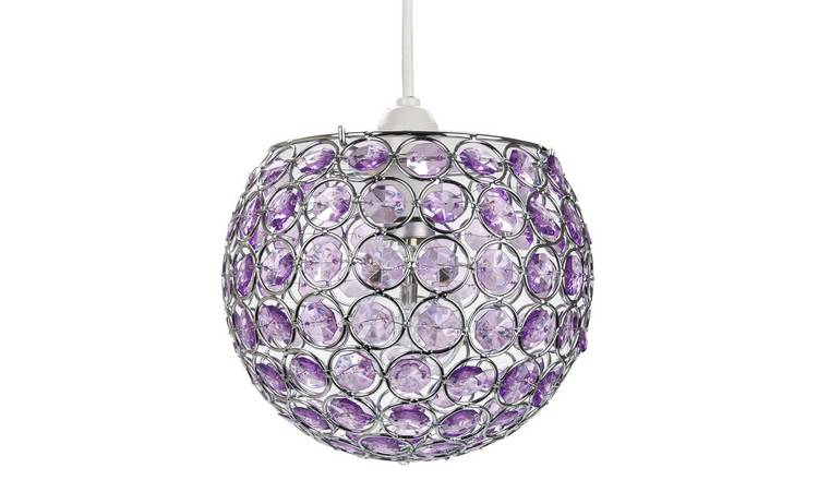 Happy Homewares Purple Round Globe Easy Fit with Small Pendant Shade - 18cm