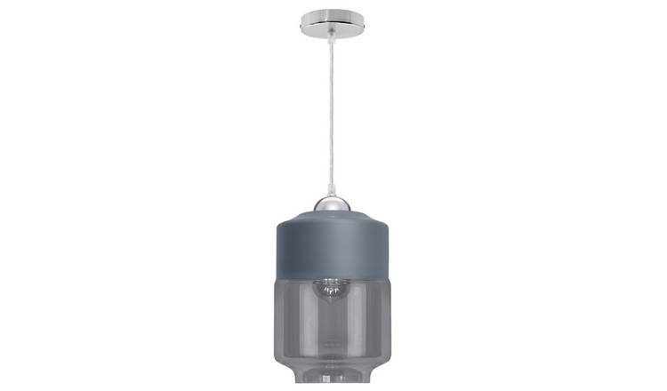 Energy Light Bulbs Cylinder Smoked Grey Glass Ceiling Pendant Light - Grey