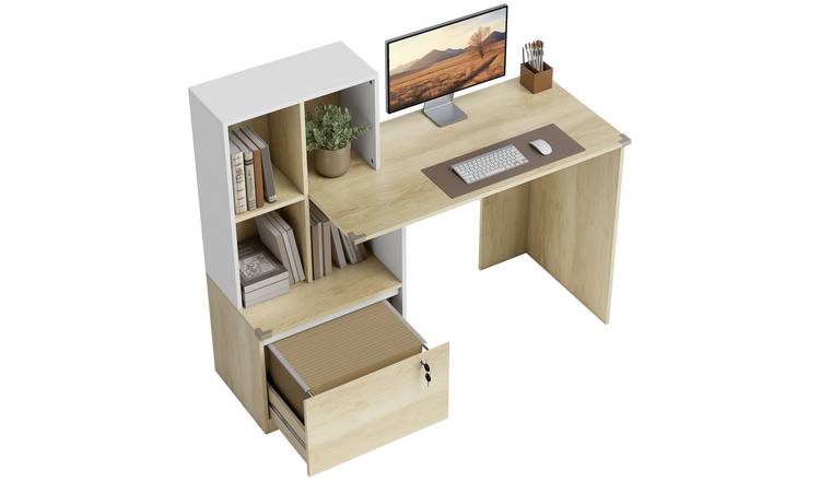 HOMCOM 126 cm Adjustable Hanging Rails Computer Desk - Oak
