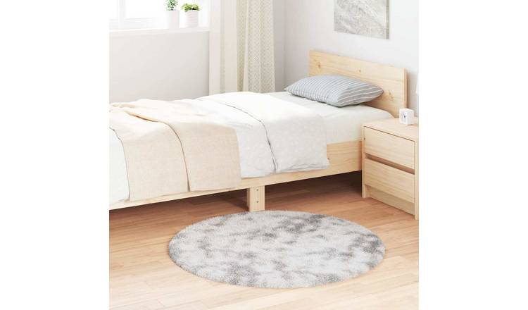 Walplus Navarra Round Polyester Rug - Silver Grey - 100 x 100cm
