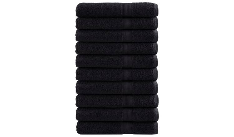 Walplus Pack of 10 Cotton Sauna Towels - Black - 80 x 200 cm