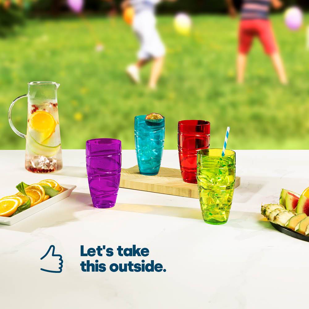 LIVIVO Set of 4 Reusable Plastic Tumblers - 600ml - Multicolour - Image 2