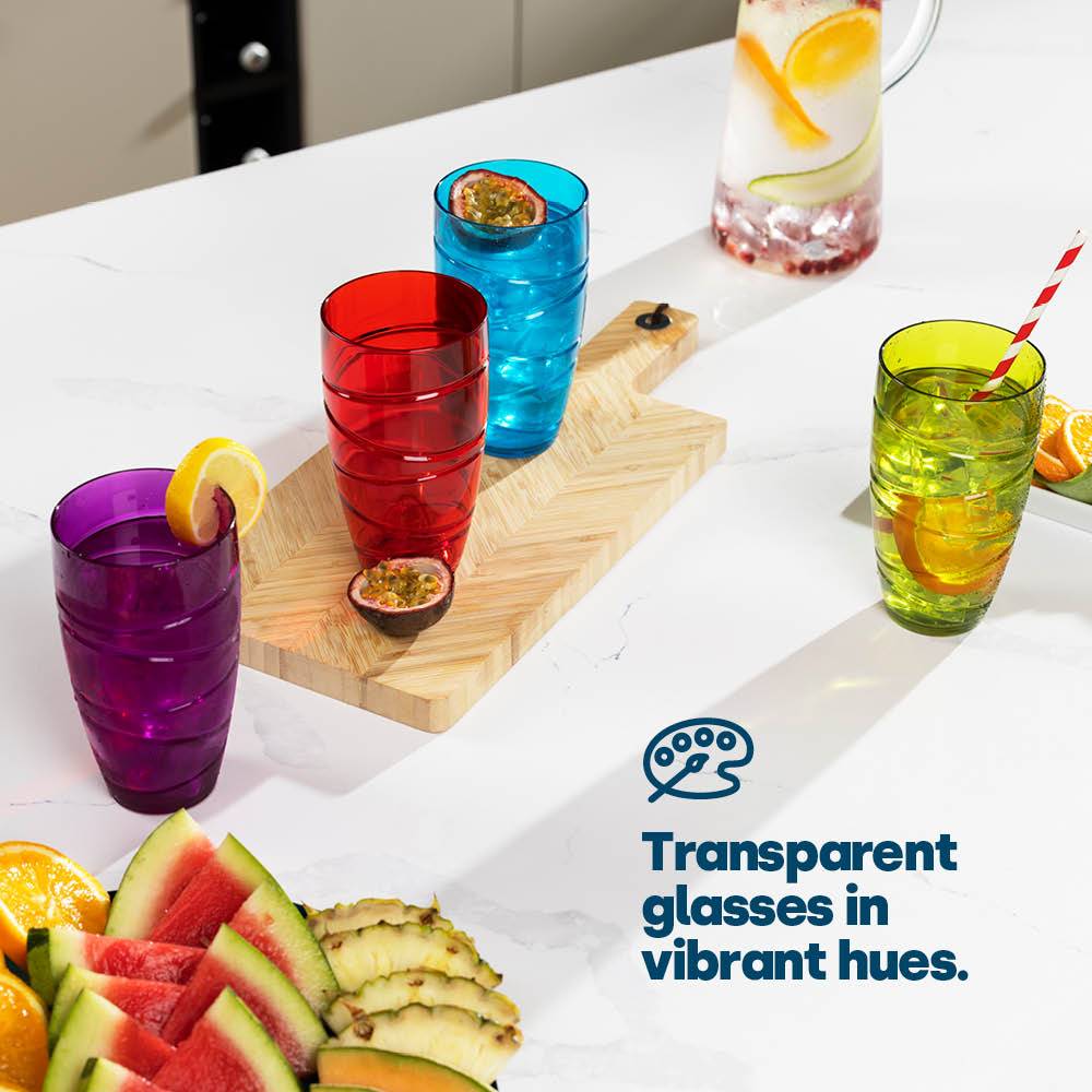 LIVIVO Set of 4 Reusable Plastic Tumblers - 600ml - Multicolour - Image 4