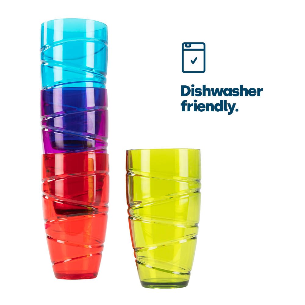 LIVIVO Set of 4 Reusable Plastic Tumblers - 600ml - Multicolour - Image 5