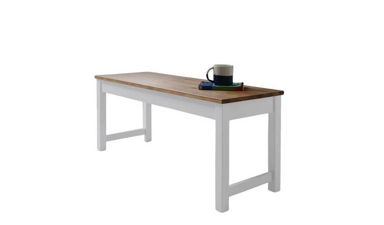 Noa & Nani Annika Solid Pine Dining Bench - White & Natural Pine