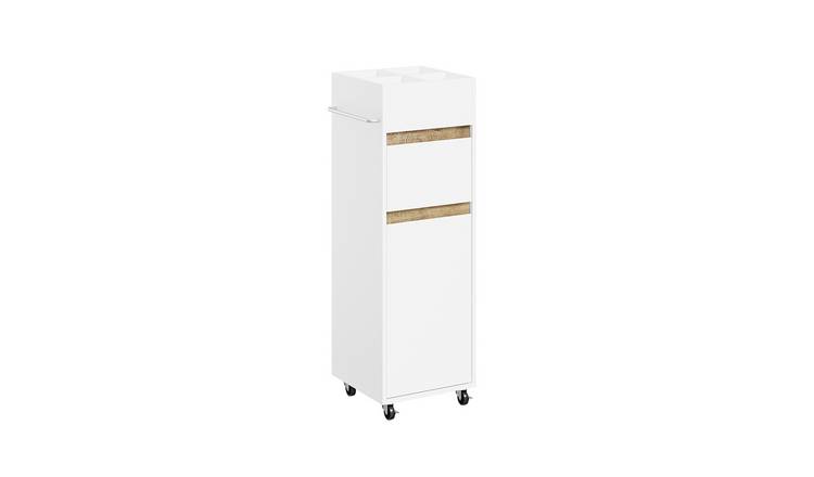 SoBuy 1 Drawer Open Shelf 4 Wheel Freestanding Floor Cabinets - White