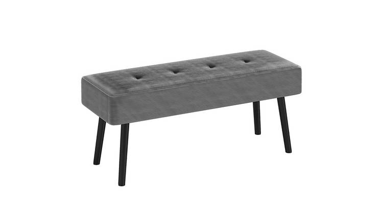 HOMCOM Thick Padding and Steel Legs Corduroy Bedroom Bench - Grey