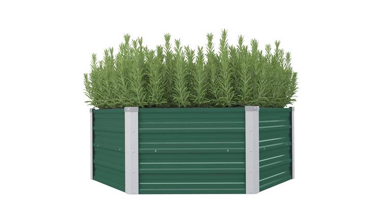 Walplus Galvanised Steel Raised Garden Bed - Green - 129 x 129 x 45 cm