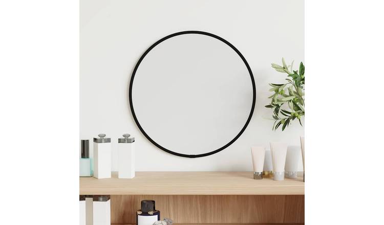 Walplus Round Glass Wall Mirror - Black - 30 cm
