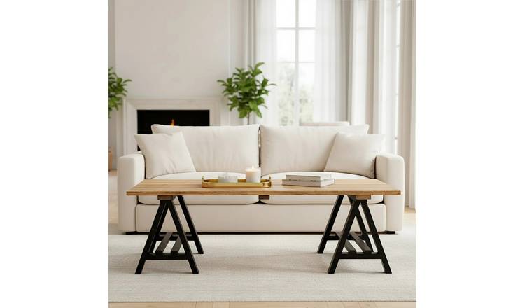 Orsina Solid Wood and Cast Iron Coffee Table - Two Tone