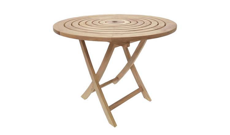 Charles Bentley Teak Round Folding Dining Table - Brown