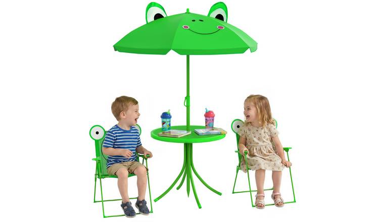 Outsunny Frog Removable Adjustable Sun Umbrella Kids Table Chairs - Green