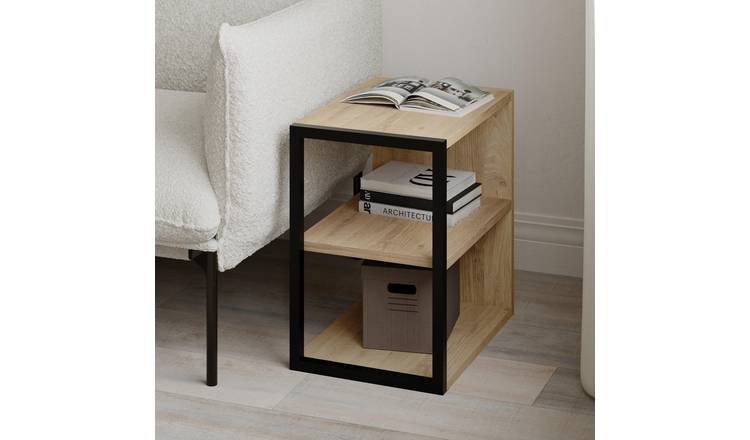 Decortie Echo Particleboard And Metal 3-Tier Side Table - Oak