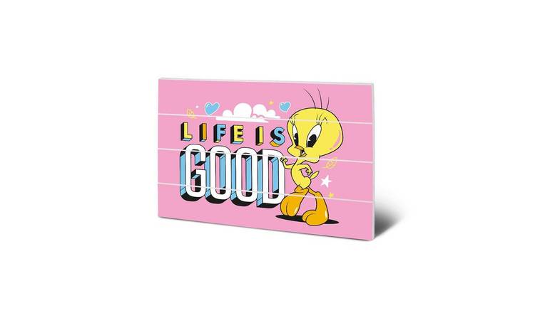 Looney Tunes Life Is Good Wood Plaque - Pink
