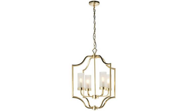 Loops Direct Ceiling Pendant Light - Satin Brass and Frosted Glass