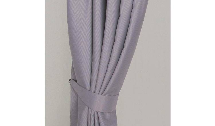 Homescapes Pack of 2 Herringbone Chevron Curtain Tie Backs – Grey