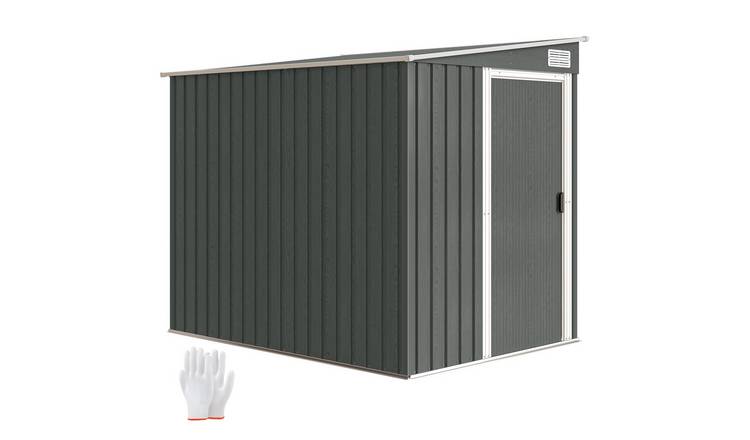 Outsunny Metal Garden Shed with Foundation Kit - Light Grey