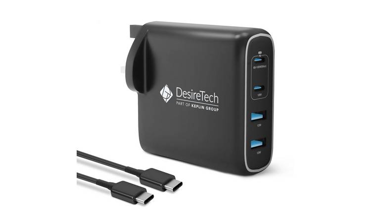 Desiretech 100W 4 Port USB-C Laptop Charger - Black
