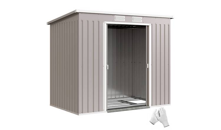 Outsunny Metal Garden Shed with Foundation Kit for Equipment Tools - Grey