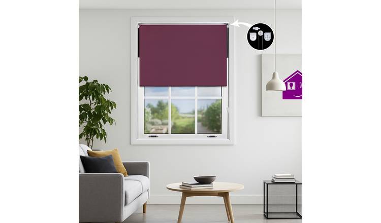 Furnished Aubergine Blackout Roller Blind with Metal Fittings - 50 x 165cm