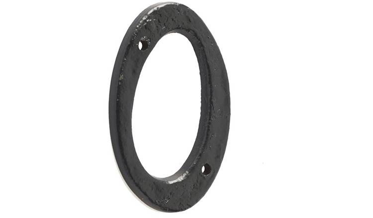 Loops Direct 75mm Antique Black Iron Door Plaque - Number 0