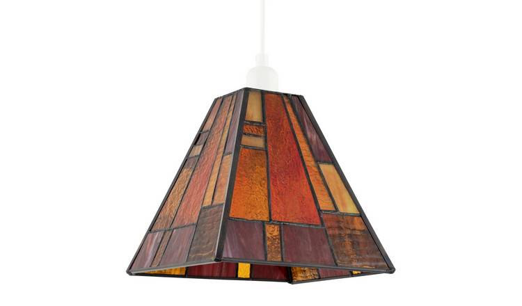 Happy Homewares Orange Art Deco Tiffany with Coloured Pendant Shade - 20cm