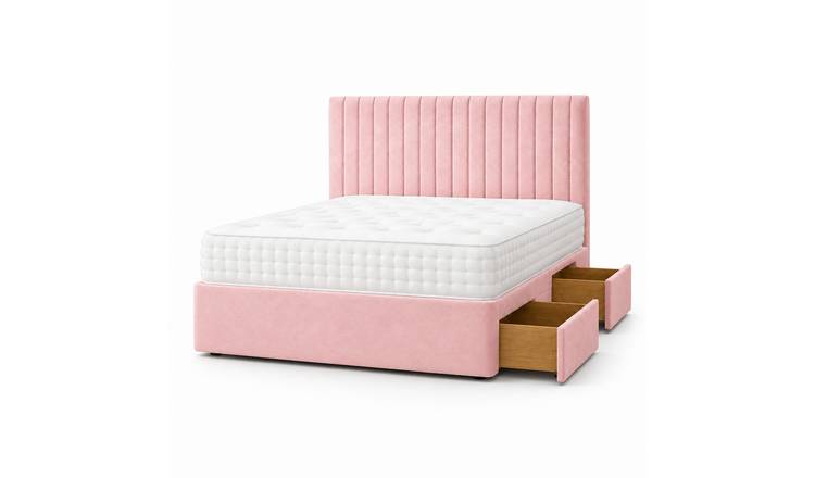 Comfy Deluxe 2ft6 Small Single    2 Drawer Suede  Divan Bed Set -  Pink
