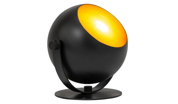 Happy Homewares Adjustable Matt Black Projector LED with Gold Floor Lamp - 15cm