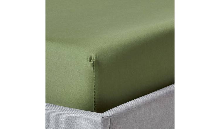 Homescapes Organic Egyptian Cotton Moss Green Fitted Sheet - Small Double