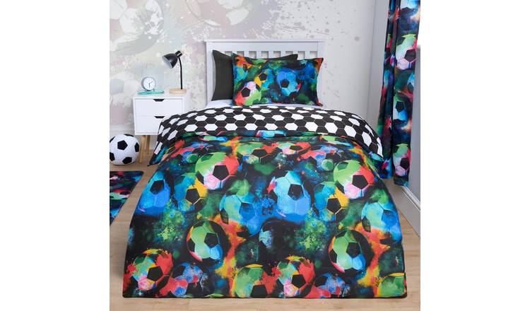 OHS Football Duvet Cover Bedding Set Soft Reversible Neon Black - Single