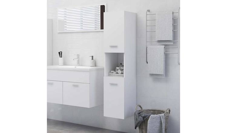 Walplus Engineered Wood Bathroom Cabinet - White - 30 x 30 x 130 cm