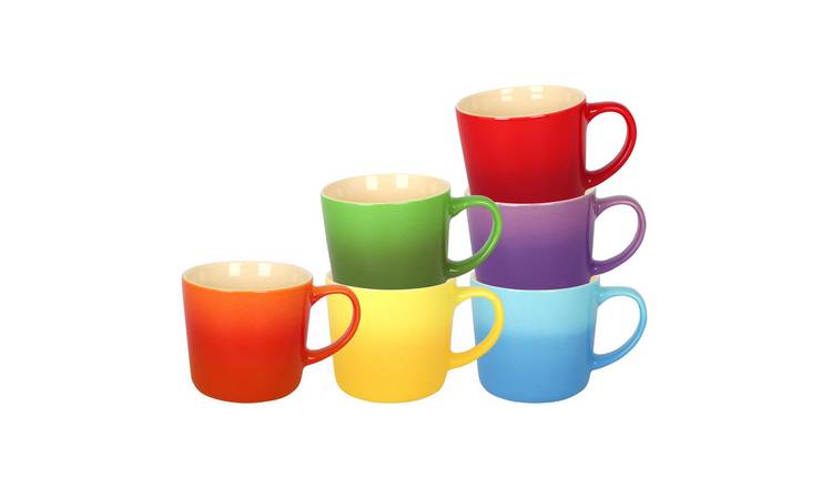 Argon Tableware 6pc New Bone China Mugs Set - 330ml - Rainbow Ombre