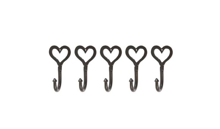 Hammer & Tongs Single Heart Hook - Black - Pack of 5