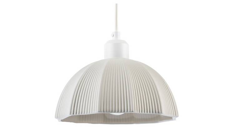 Happy Homewares Frosted White Ceramic Umbrella with Etched Pendant Shade - 22cm