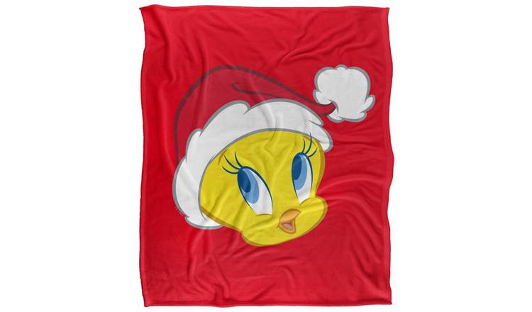 Looney Tunes Tweety Santa Hat Soft Touch Red Blanket - 147cm x 91cm