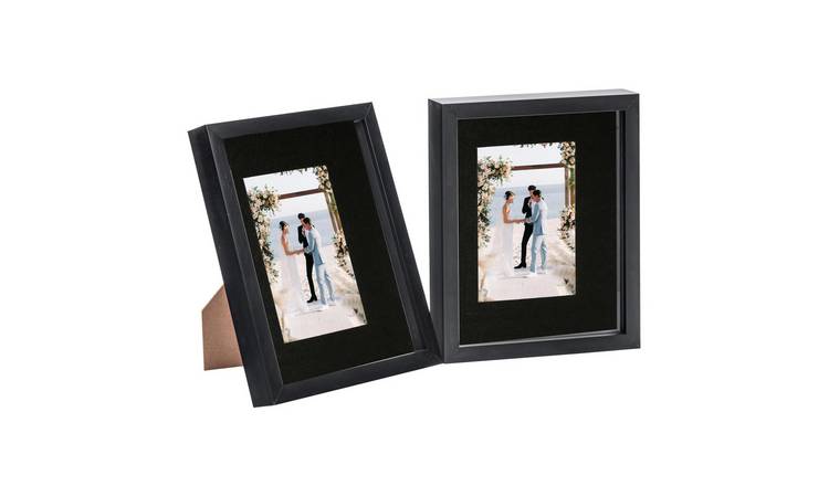 Nicola Spring 3D Box Photo Frames - 8 x 10" with Mount - Set of 2 - Black