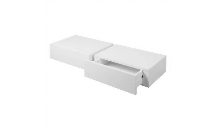 Harbour Housewares Wooden Floating Shelves with Drawer Pack of 2 - White