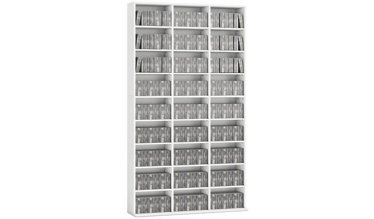 HOMCOM 27 Compartments Blu ray Media Storage Shelf - White